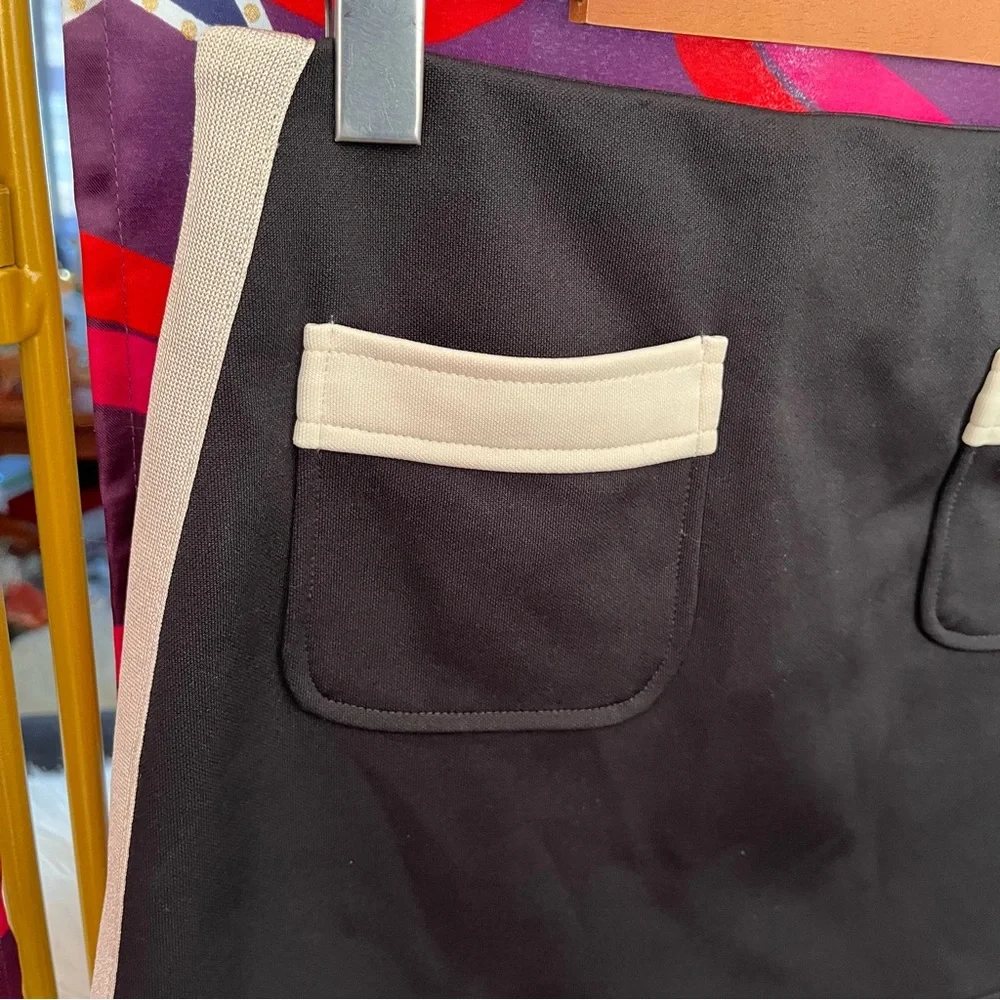 NWT Palm Angels Stripe Detail Track Mini Skirt Pockets Black Off White Authentic - Picture 8 of 16